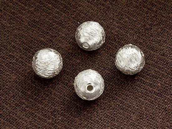 4 of Karen Hill Tribe Silver Brushed Round Beads 8 mm.