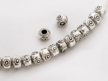 Karen Hill Tribe Silver Eye Beads 4.5x3.5 mm.