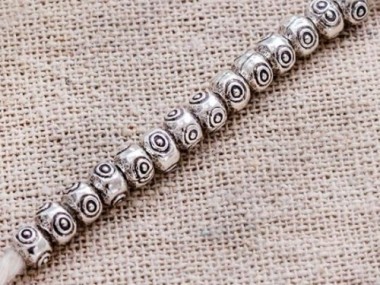 Karen Hill Tribe Silver Eye Beads 4.5x3.5 mm.