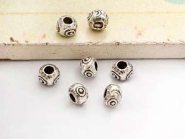 Karen Hill Tribe Silver Eye Beads 4.5x3.5 mm.