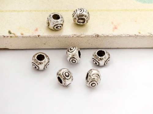 20 of Karen Hill Tribe Silver Eye Beads 4.5x3.5 mm.