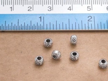 Karen Hill Tribe Silver Eye Beads 4.5x3.5 mm.