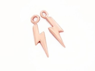 2 of 925 Sterling Silver Rose Gold Vermeil Style Lightning Bolt 3x11 mm.