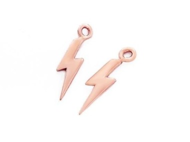 925 Sterling Silver Rose Gold Vermeil Style Lightning Bolt 3x11 mm.