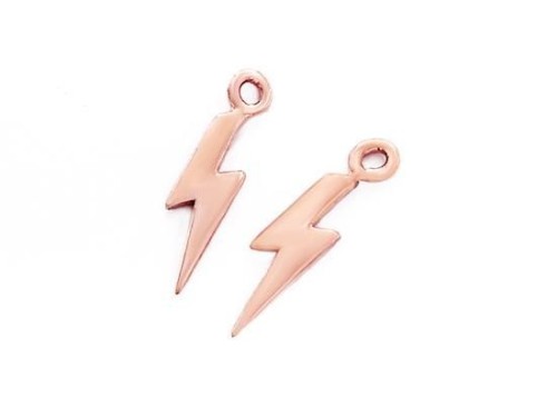 2 of 925 Sterling Silver Rose Gold Vermeil Style Lightning Bolt 3x11 mm.