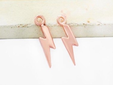 925 Sterling Silver Rose Gold Vermeil Style Lightning Bolt 3x11 mm.