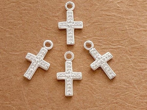 4 of 925 Sterling Silver Cross Charms 7x11mm.