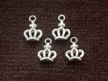 4 of 925 Sterling Silver Tiny Crown Charms 6x7 mm.