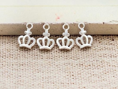 4 of 925 Sterling Silver Tiny Crown Charms 6x7 mm.