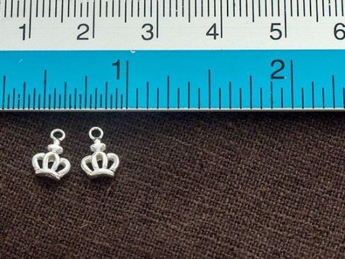 4 of 925 Sterling Silver Tiny Crown Charms 6x7 mm.