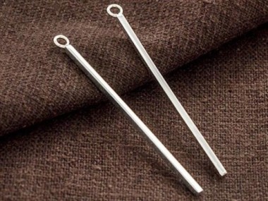 925 Sterling Silver Rectangle Stick Charms 1.4x40mm.