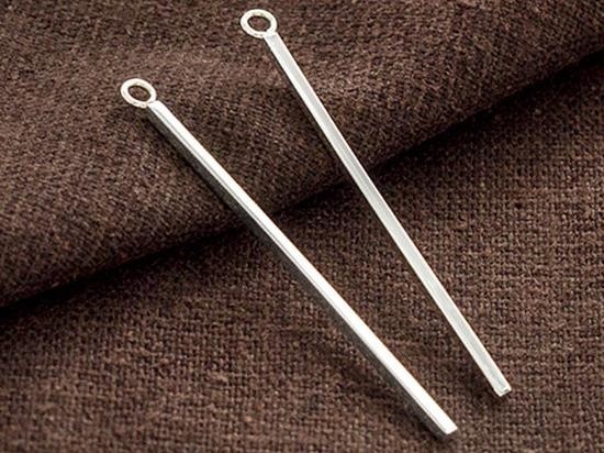 2 of 925 Sterling Silver Rectangle Stick Charms 1.4x40mm.