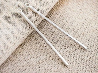 925 Sterling Silver Rectangle Stick Charms 1.4x40mm.