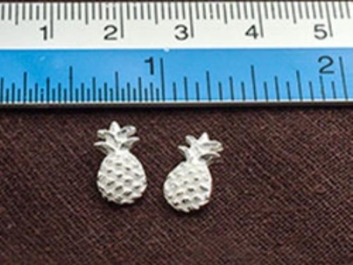 2 of 925 Sterling Silver Pineapple Pendants 6x11 mm.