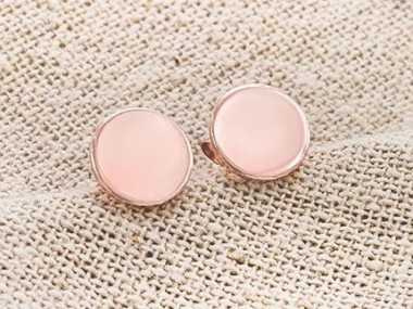 925 Sterling Silver Rose Gold Vermeil Style Circle Disc Stud Earrings 8mm.,