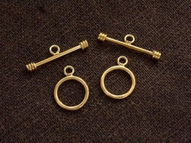 925 Sterling Silver Gold Vermeil Style Toggles 10 mm.