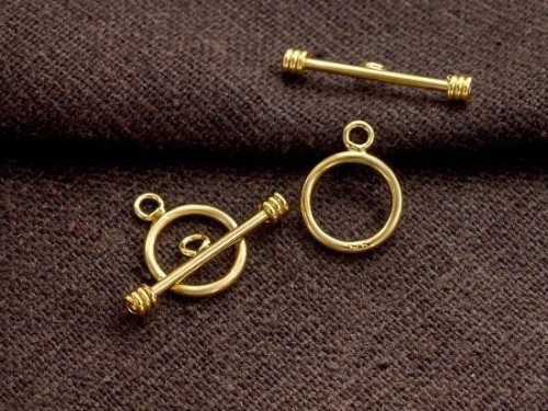 2 of 925 Sterling Silver Gold Vermeil Style Toggles 10 mm.