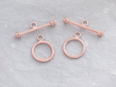 925 Sterling Silver Rose Gold Vermeil Style Toggles 10 mm.