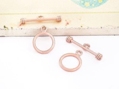 925 Sterling Silver Rose Gold Vermeil Style Toggles 10 mm.