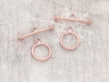 925 Sterling Silver Rose Gold Vermeil Style Toggles 10 mm.