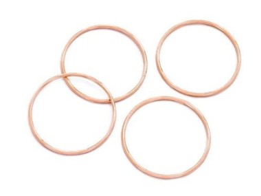 925 Sterling Silver Rose Gold Vermeil Style Closed Rings 25x1 mm.