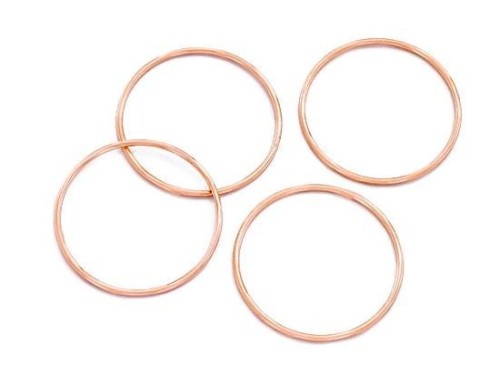 4 of 925 Sterling Silver Rose Gold Vermeil Style Closed Rings 25x1 mm.