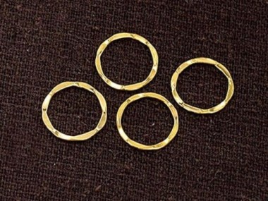 925 Sterling Silver Gold Vermeil Style Hammered Circle Closed Rings 11.5mm.