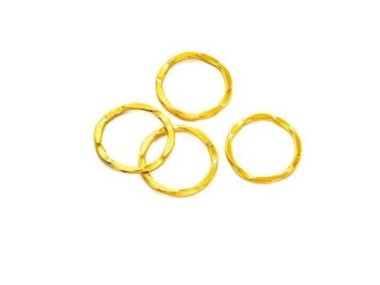 925 Sterling Silver Gold Vermeil Style Hammered Circle Closed Rings 11.5mm.