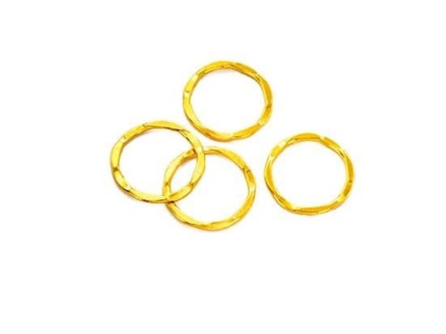 4 of 925 Sterling Silver Gold Vermeil Style Hammered Circle Closed Rings 11.5mm.