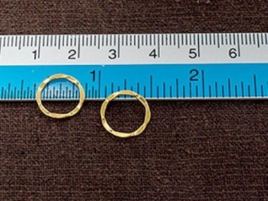 925 Sterling Silver Gold Vermeil Style Hammered Circle Closed Rings 11.5mm.