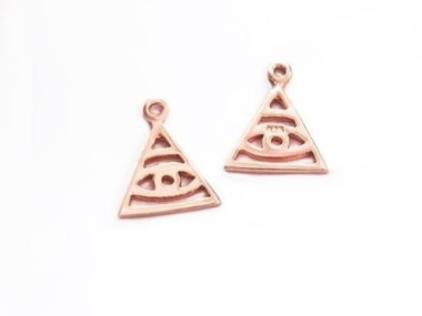 925 Sterling Silver Rose Gold Vermeil Style Evil Eye Charms 10mm.