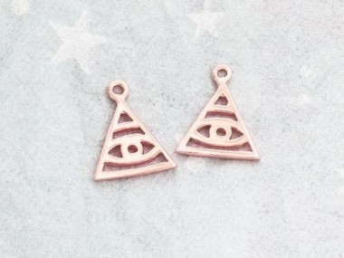 925 Sterling Silver Rose Gold Vermeil Style Evil Eye Charms 10mm.