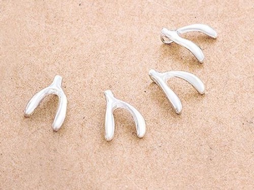 4 of 925 Sterling Silver Wishbone Charms 7x8mm. Polish Finished