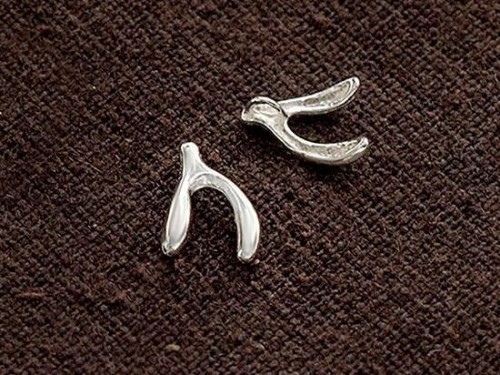 4 of 925 Sterling Silver Wishbone Charms 7x8mm. Polish Finished