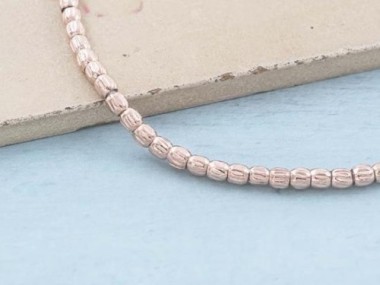 Karen Hill Tribe Silver Rose Gold Vermeil Style Imprinted Spacer Beads 3mm.