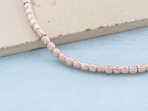 30 of Karen Hill Tribe Silver Rose Gold Vermeil Style Imprinted Spacer Beads 3mm.