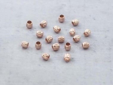 Karen Hill Tribe Silver Rose Gold Vermeil Style Imprinted Spacer Beads 3mm.