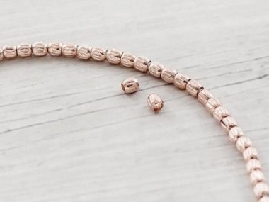 Karen Hill Tribe Silver Rose Gold Vermeil Style Imprinted Spacer Beads 3mm.