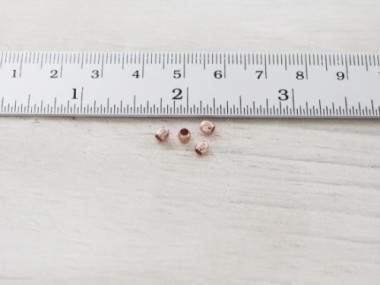 Karen Hill Tribe Silver Rose Gold Vermeil Style Imprinted Spacer Beads 3mm.