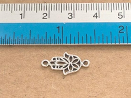 2 of 925 Sterling Silver Hamsa , Hand Of Fatima Links, Connectors 10x14mm. Oxidized Finish