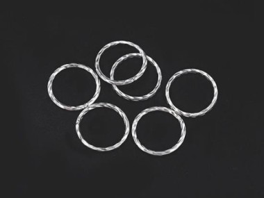 925 Sterling Silver Twisted Closed Circle Rings , Connectors 12x1 mm.