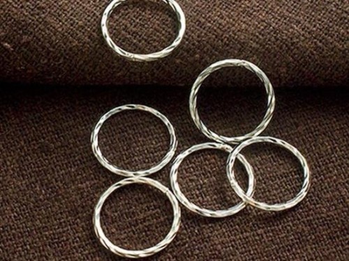 6 of 925 Sterling Silver Twisted Closed Circle Rings , Connectors 12x1 mm.