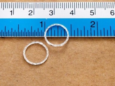 925 Sterling Silver Twisted Closed Circle Rings , Connectors 12x1 mm.