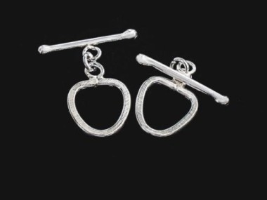 Karen Hill Tribe Silver Brushed Organic Shape Toggles 15x16 mm.