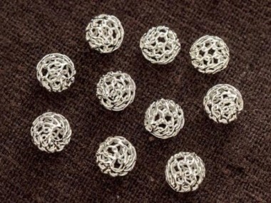 925 Sterling Silver Filigree Round Beads 6mm.