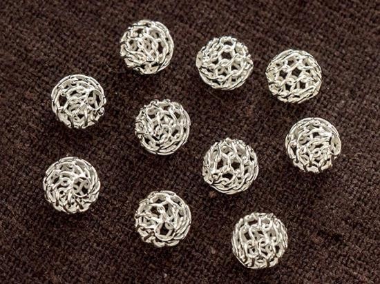 10 of 925 Sterling Silver Filigree Round Beads 6mm.