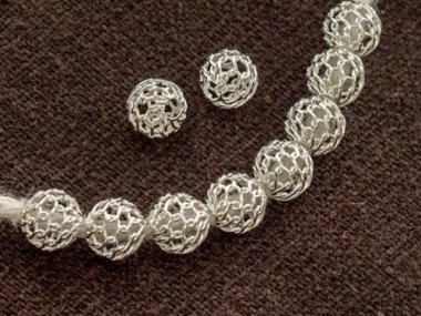 925 Sterling Silver Filigree Round Beads 6mm.