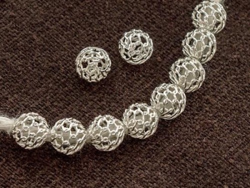 10 of 925 Sterling Silver Filigree Round Beads 6mm.