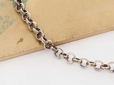 Karen Hill Tribe Silver Imprint Opened Link Chain 6mm.