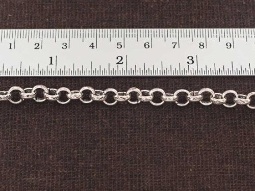 7 inches of Karen Hill Tribe Silver Imprint Opened Link Chain 6mm.